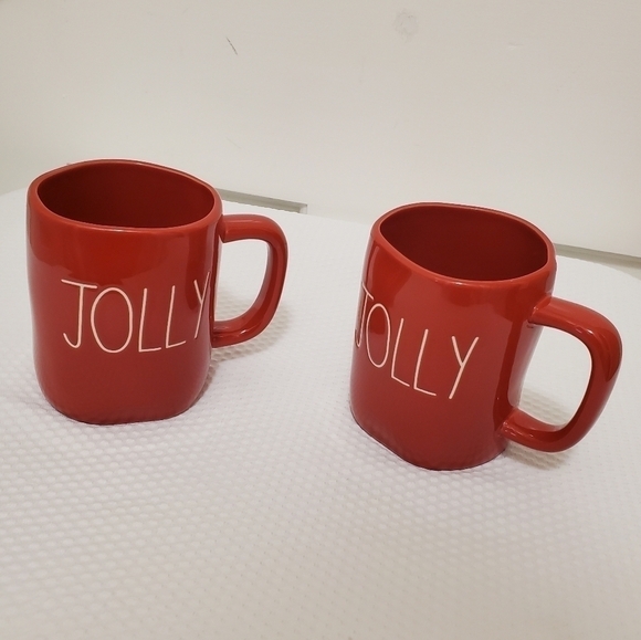 NWOT Rae Dunn JOLLY set of 2 Mugs - Picture 1 of 10